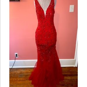 Red Sleeveless Prom Dress